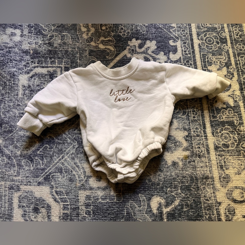 White Onesie with 'Little Love' Embroidery